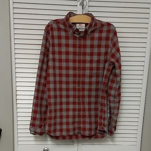 Fjallraven Red and Gray Checkered Ovik Shirt
